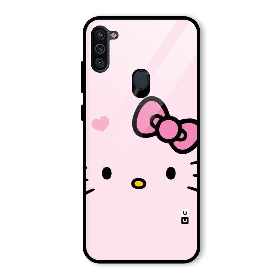 Cute Bow Face Glass Back Case for Galaxy M11
