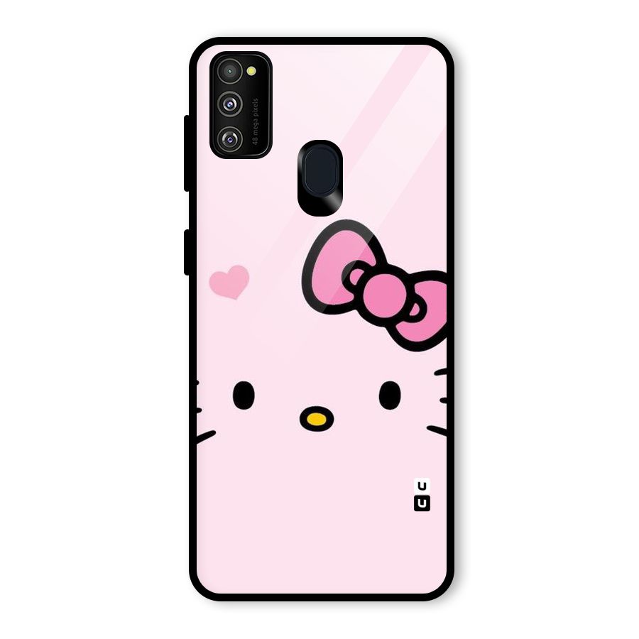 Cute Bow Face Glass Back Case for Galaxy M30s