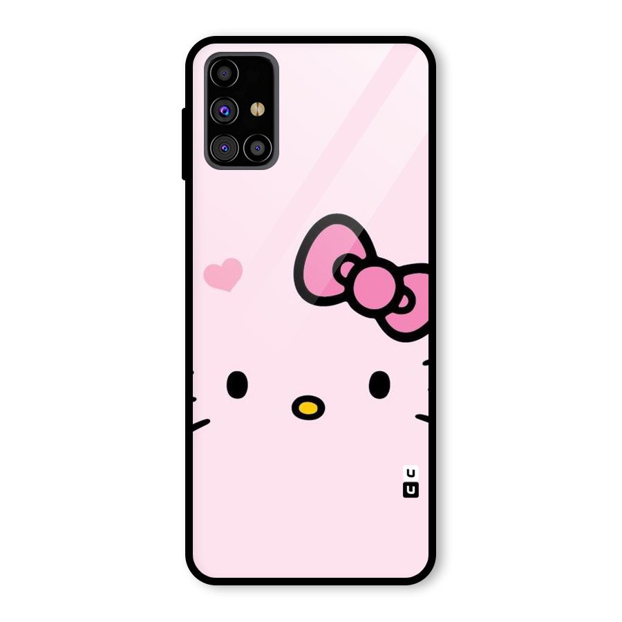 Cute Bow Face Glass Back Case for Galaxy M31s