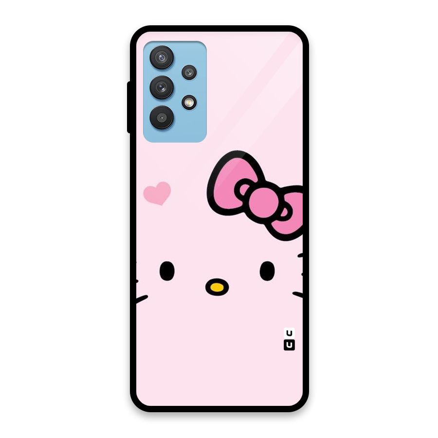 Cute Bow Face Glass Back Case for Galaxy M32 5G