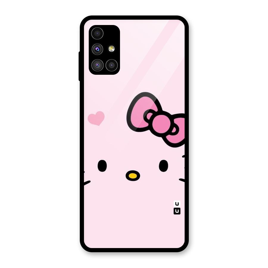 Cute Bow Face Glass Back Case for Galaxy M51