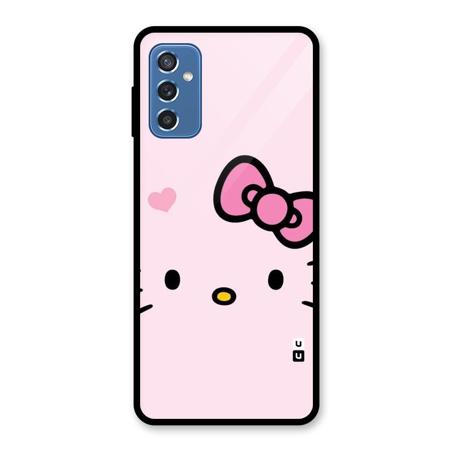 Cute Bow Face Glass Back Case for Galaxy M52 5G
