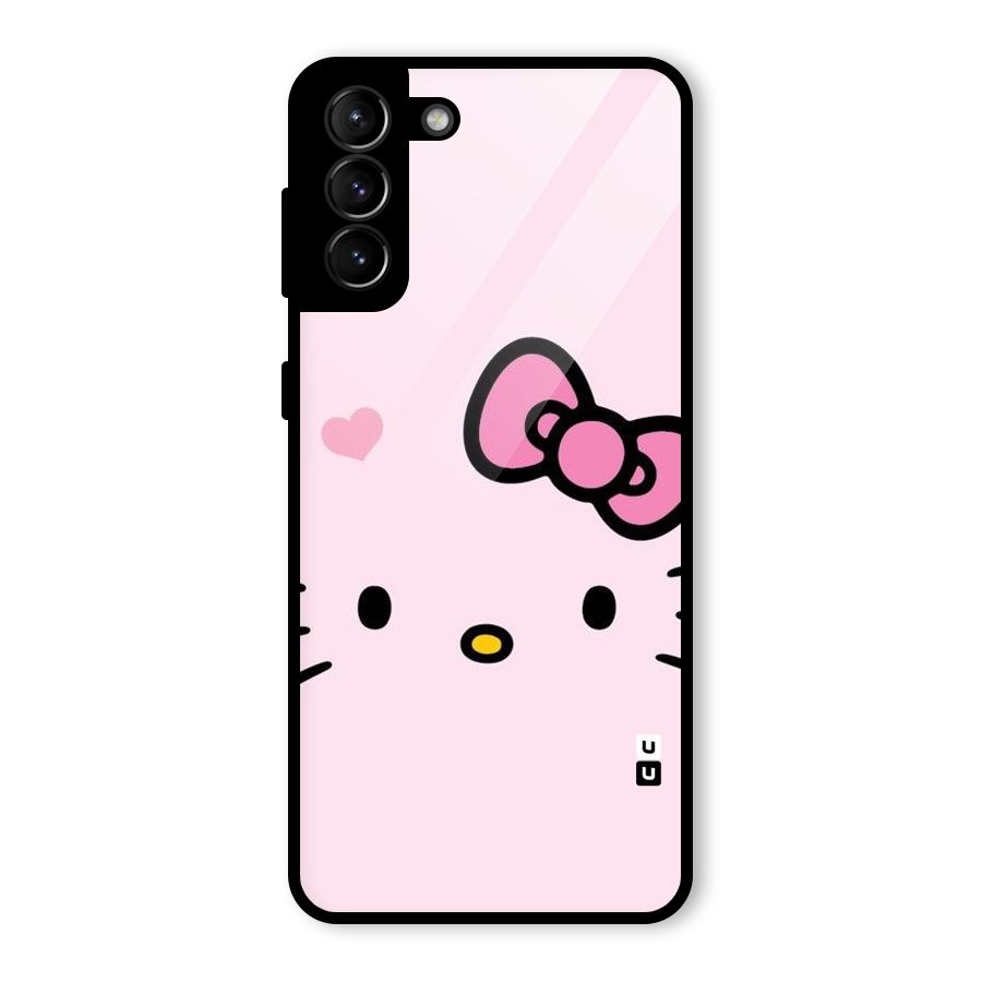 Cute Bow Face Glass Back Case for Galaxy S21 Plus