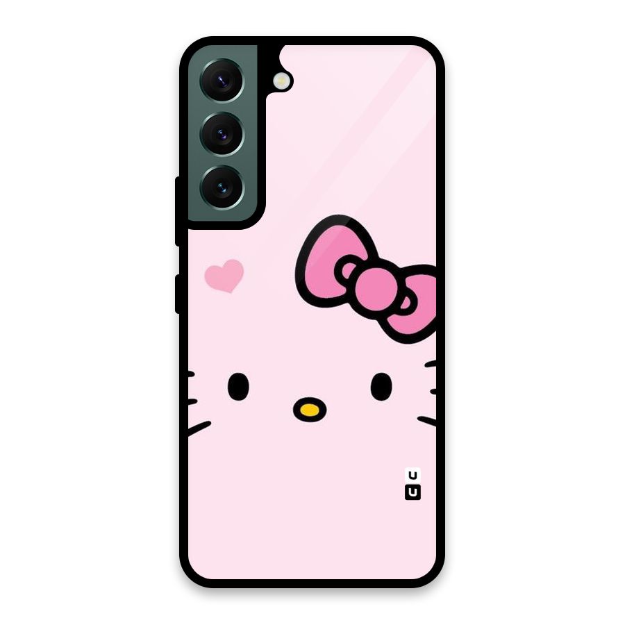 Cute Bow Face Glass Back Case for Galaxy S22 5G