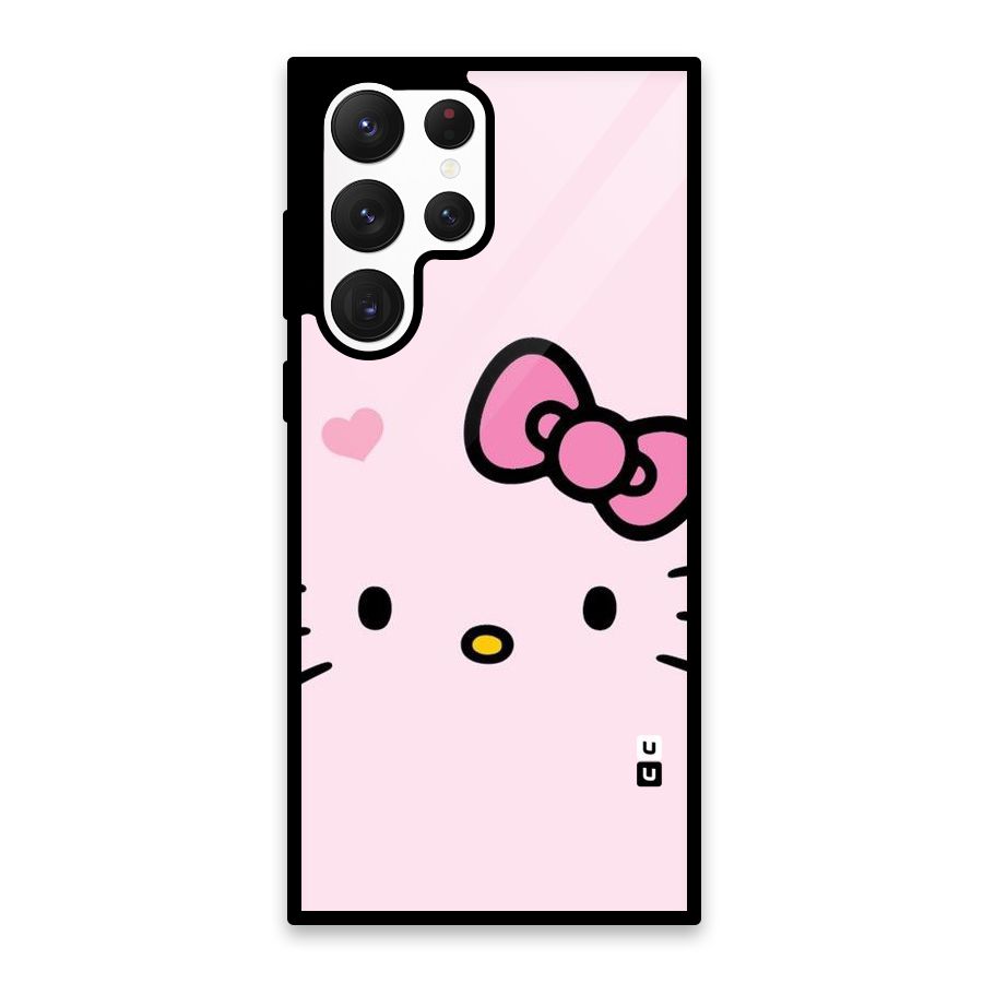 Cute Bow Face Glass Back Case for Galaxy S22 Ultra 5G