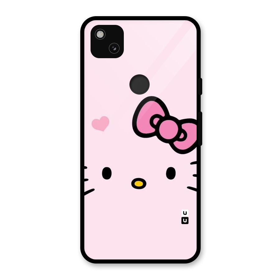 Cute Bow Face Glass Back Case for Google Pixel 4a