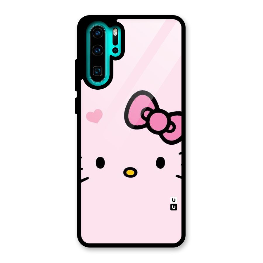 Cute Bow Face Glass Back Case for Huawei P30 Pro