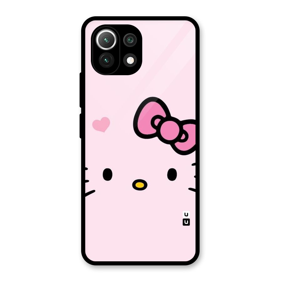 Cute Bow Face Glass Back Case for Mi 11 Lite