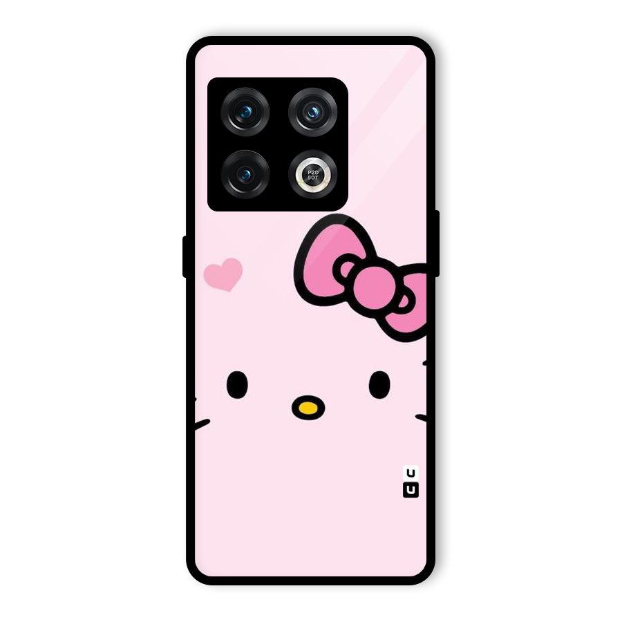 Cute Bow Face Glass Back Case for OnePlus 10 Pro 5G