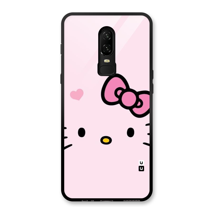 Cute Bow Face Glass Back Case for OnePlus 6
