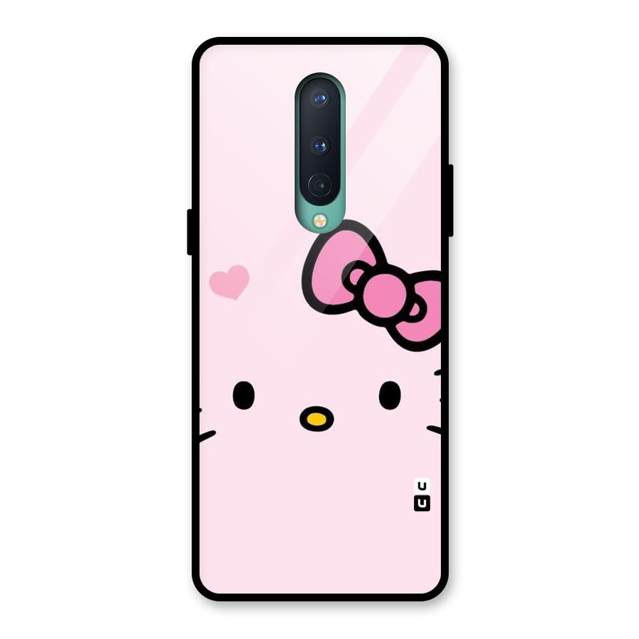 Cute Bow Face Glass Back Case for OnePlus 8