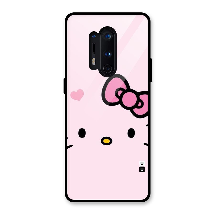 Cute Bow Face Glass Back Case for OnePlus 8 Pro