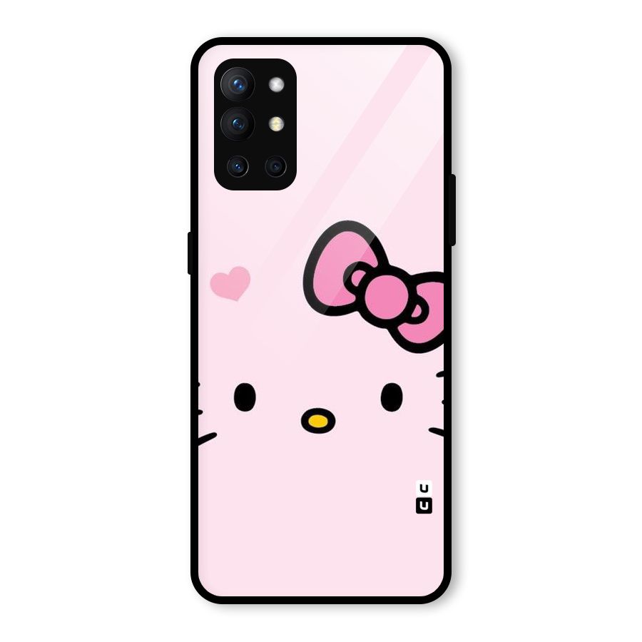 Cute Bow Face Glass Back Case for OnePlus 9R