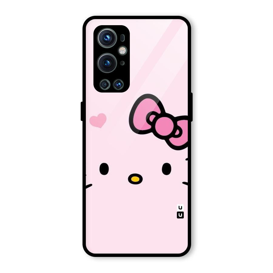 Cute Bow Face Glass Back Case for OnePlus 9 Pro