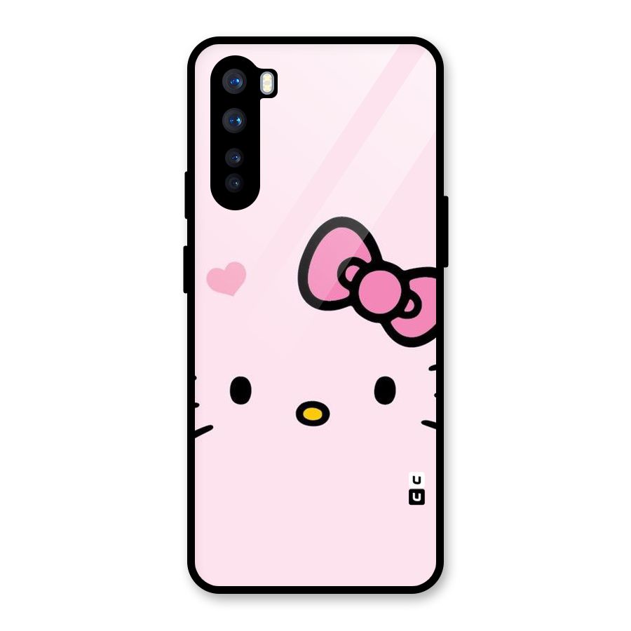 Cute Bow Face Glass Back Case for OnePlus Nord