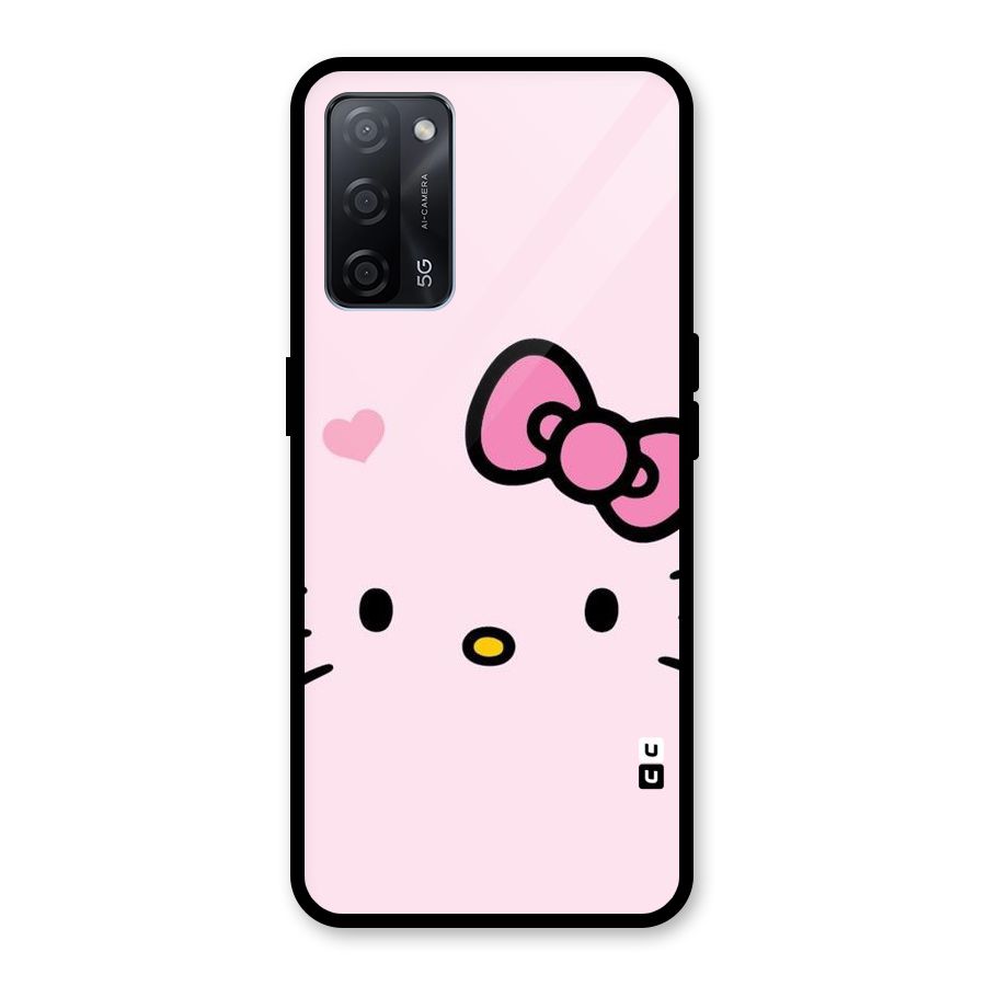 Cute Bow Face Glass Back Case for Oppo A53s 5G