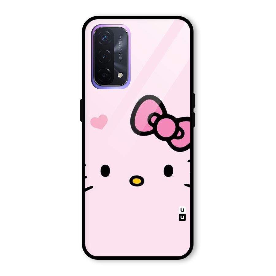 Cute Bow Face Glass Back Case for Oppo A74 5G