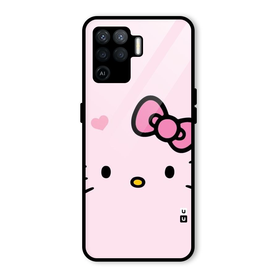 Cute Bow Face Glass Back Case for Oppo F19 Pro