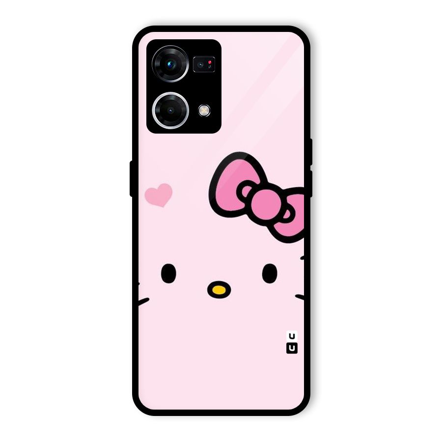 Cute Bow Face Glass Back Case for Oppo F21 Pro 4G