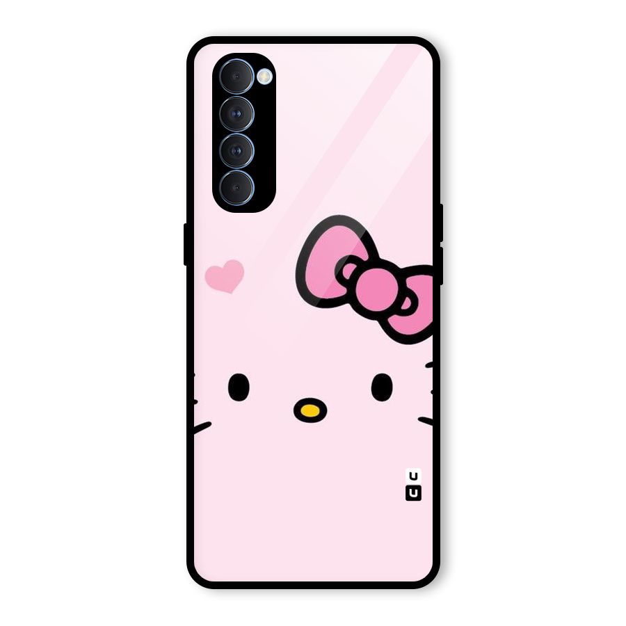 Cute Bow Face Glass Back Case for Oppo Reno4 Pro