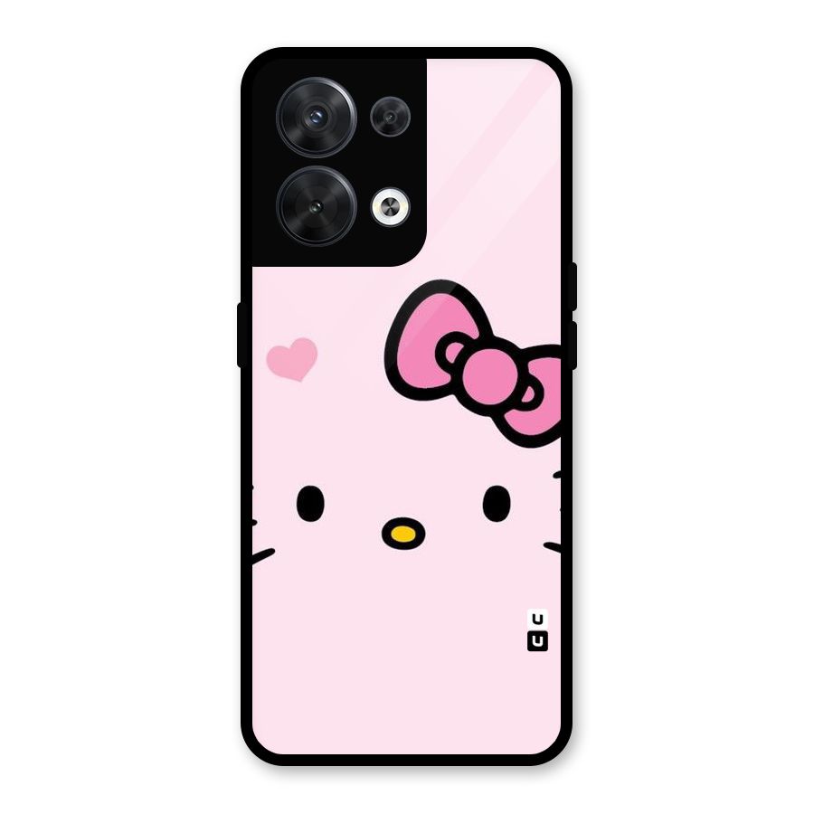 Cute Bow Face Glass Back Case for Oppo Reno8 5G