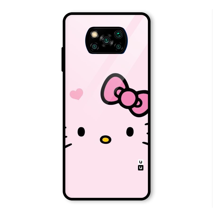Cute Bow Face Glass Back Case for Poco X3 Pro