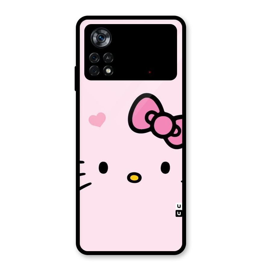 Cute Bow Face Glass Back Case for Poco X4 Pro 5G