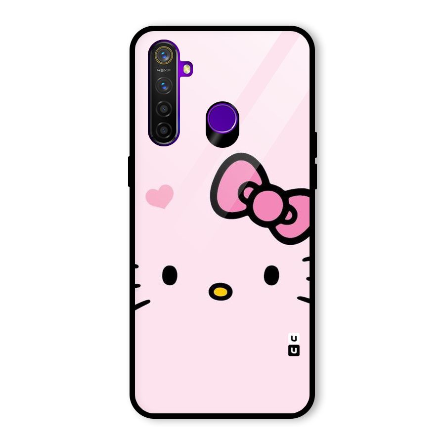 Cute Bow Face Glass Back Case for Realme 5 Pro