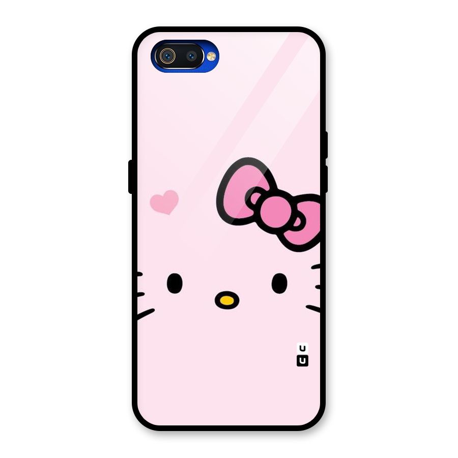 Cute Bow Face Glass Back Case for Realme C2