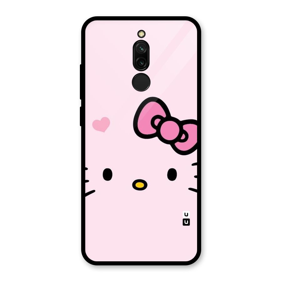 Cute Bow Face Glass Back Case for Redmi 8