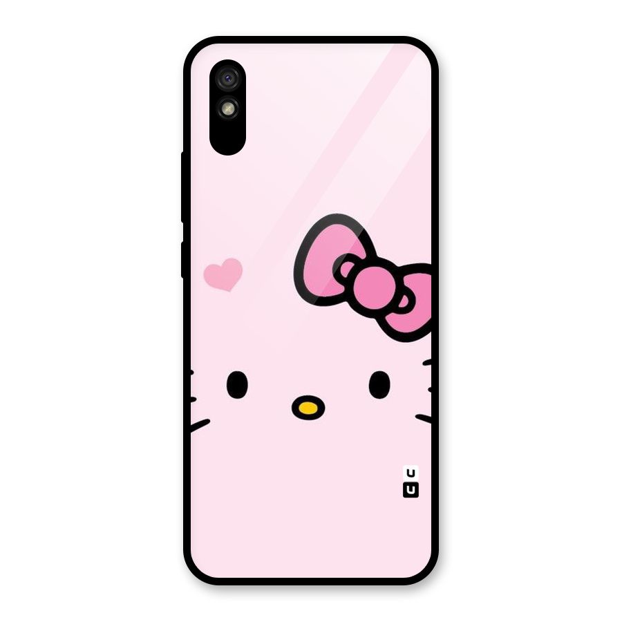 Cute Bow Face Glass Back Case for Redmi 9A
