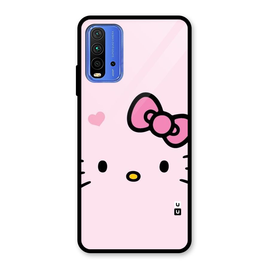 Cute Bow Face Glass Back Case for Redmi 9 Power