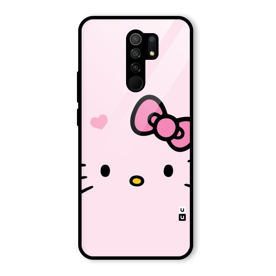 Cute Bow Face Glass Back Case for Redmi 9 Prime