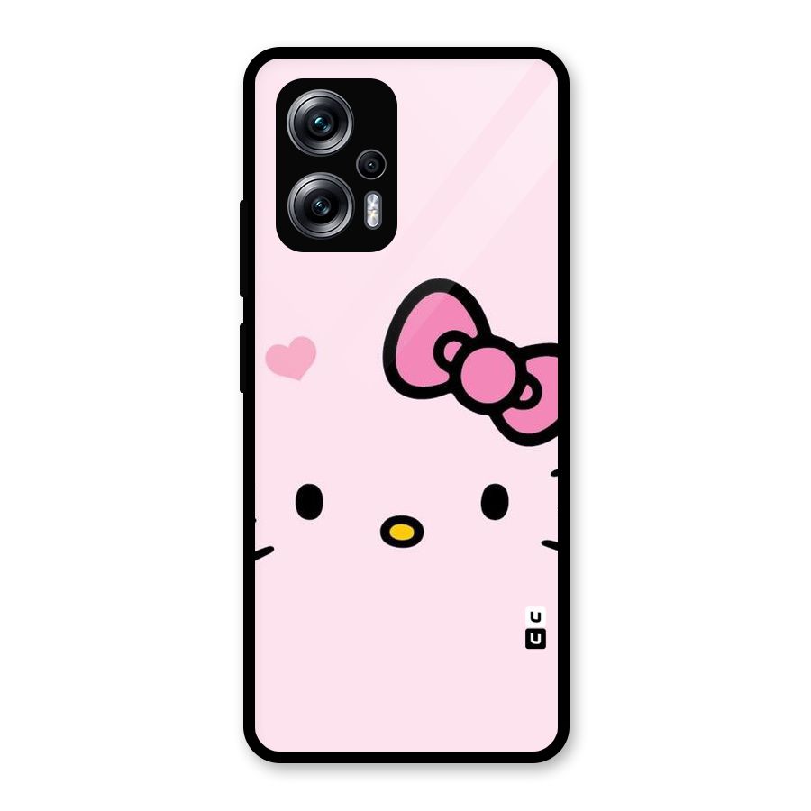 Cute Bow Face Glass Back Case for Redmi K50i