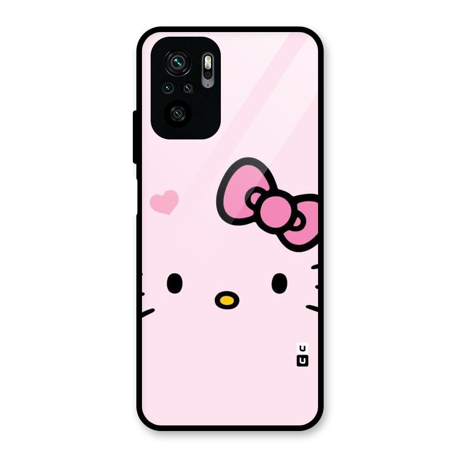 Cute Bow Face Glass Back Case for Redmi Note 10S