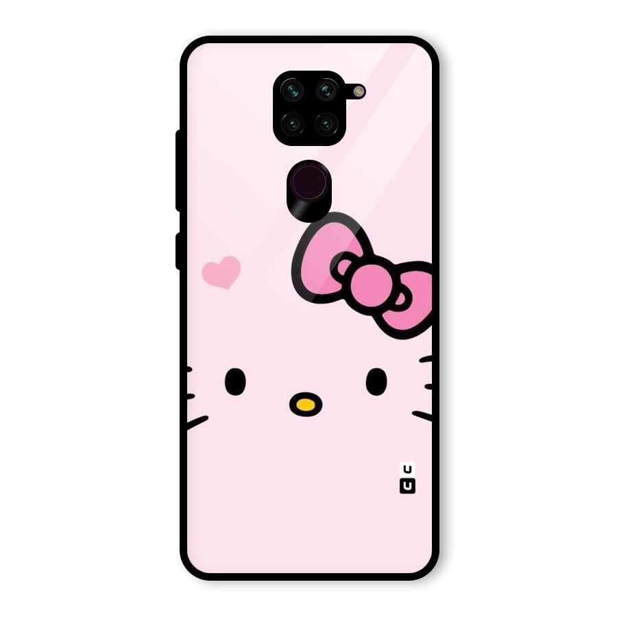 Cute Bow Face Glass Back Case for Redmi Note 9