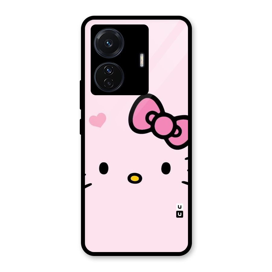 Cute Bow Face Glass Back Case for Vivo T1 Pro
