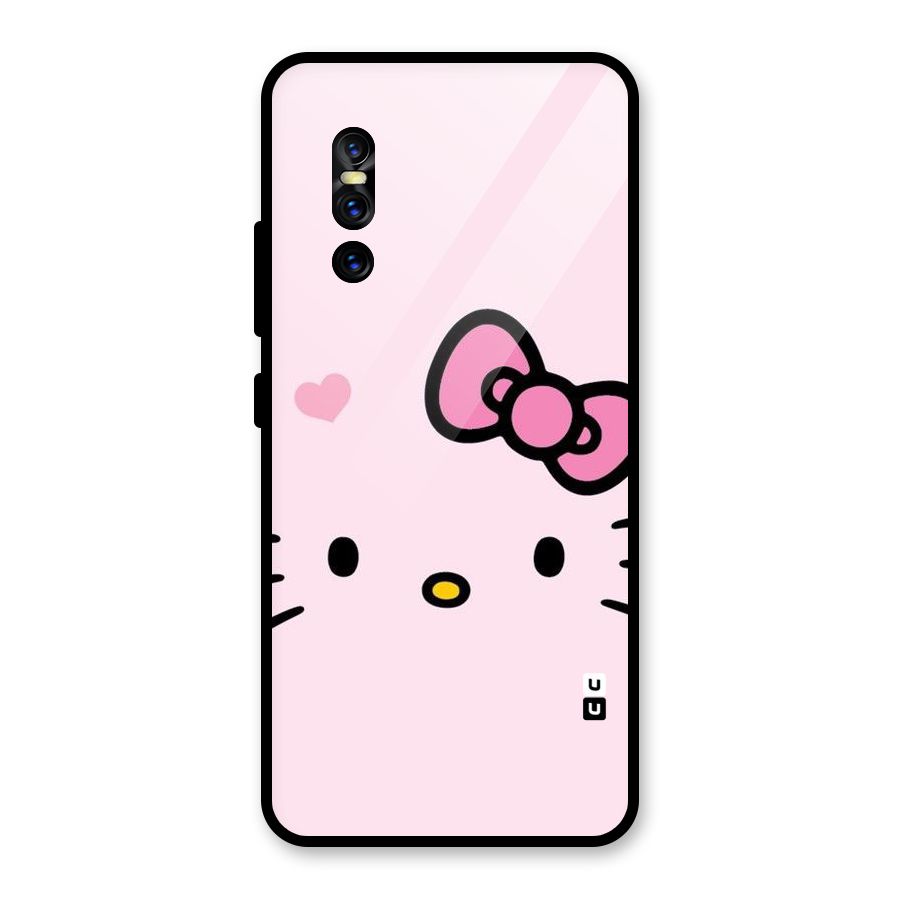 Cute Bow Face Glass Back Case for Vivo V15 Pro