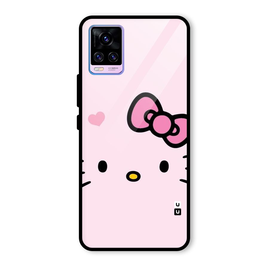 Cute Bow Face Glass Back Case for Vivo V20 Pro