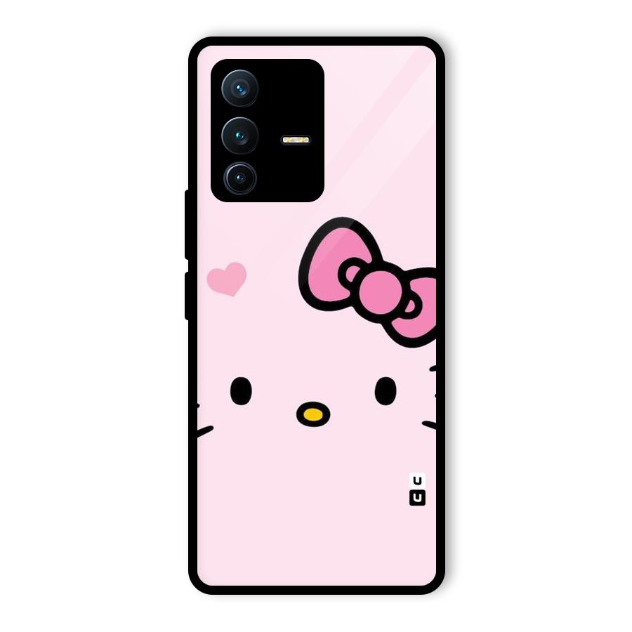 Cute Bow Face Glass Back Case for Vivo V23 Pro