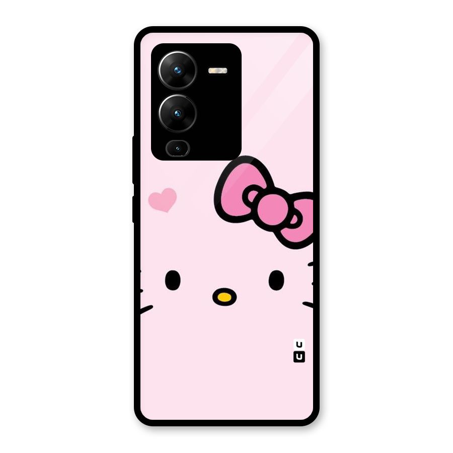 Cute Bow Face Glass Back Case for Vivo V25 Pro
