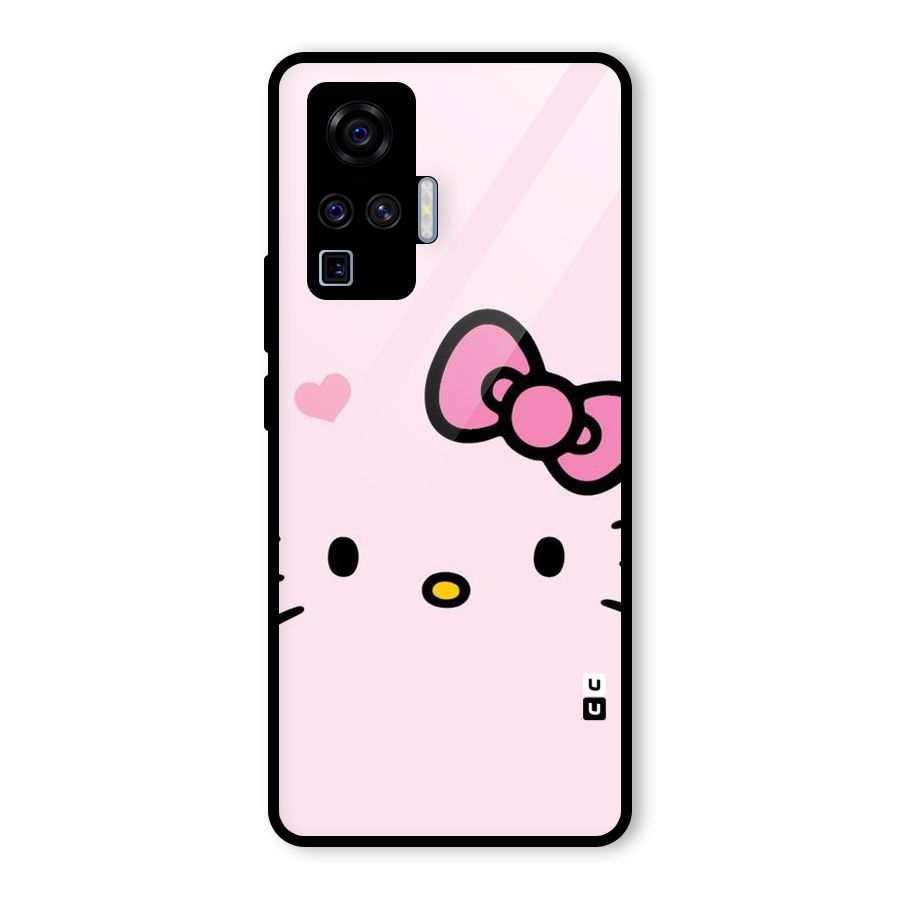 Cute Bow Face Glass Back Case for Vivo X50 Pro