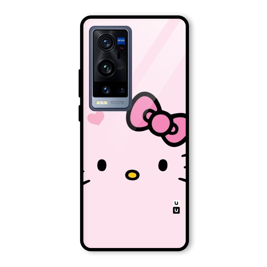 Cute Bow Face Glass Back Case for Vivo X60 Pro Plus