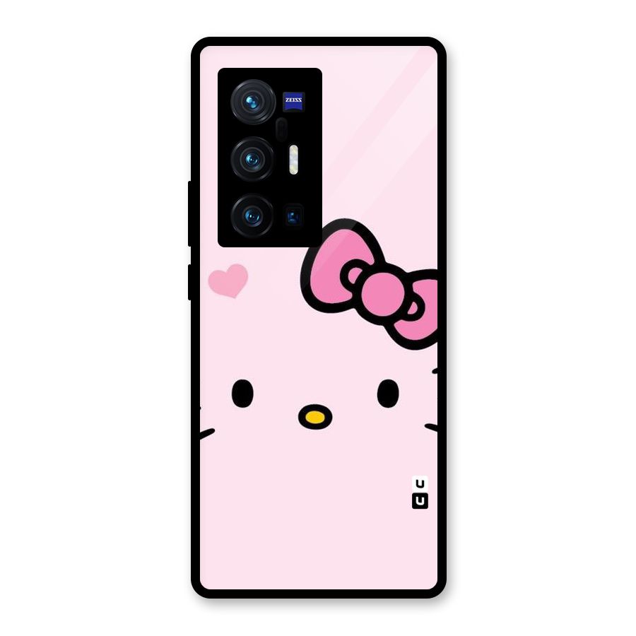 Cute Bow Face Glass Back Case for Vivo X70 Pro Plus