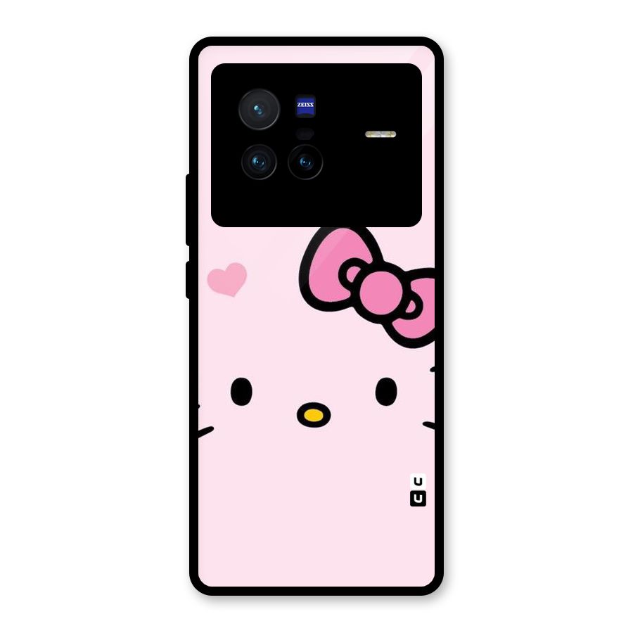 Cute Bow Face Glass Back Case for Vivo X80