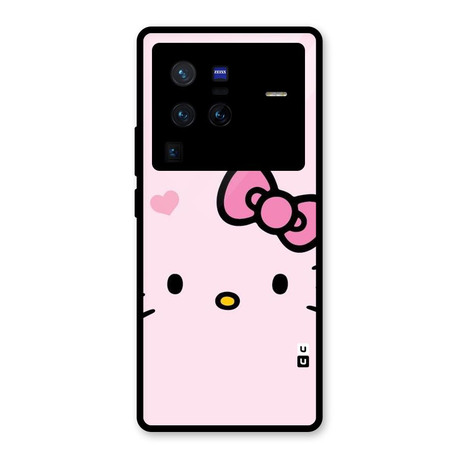 Cute Bow Face Glass Back Case for Vivo X80 Pro