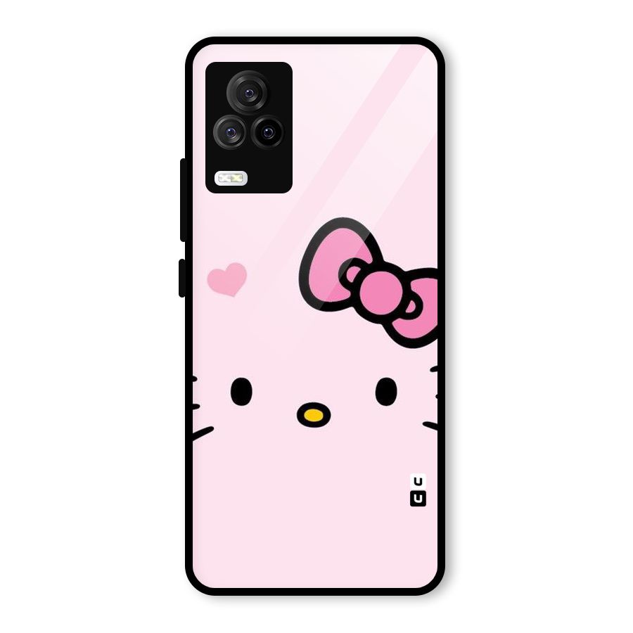 Cute Bow Face Glass Back Case for Vivo iQOO 7 Legend 5G