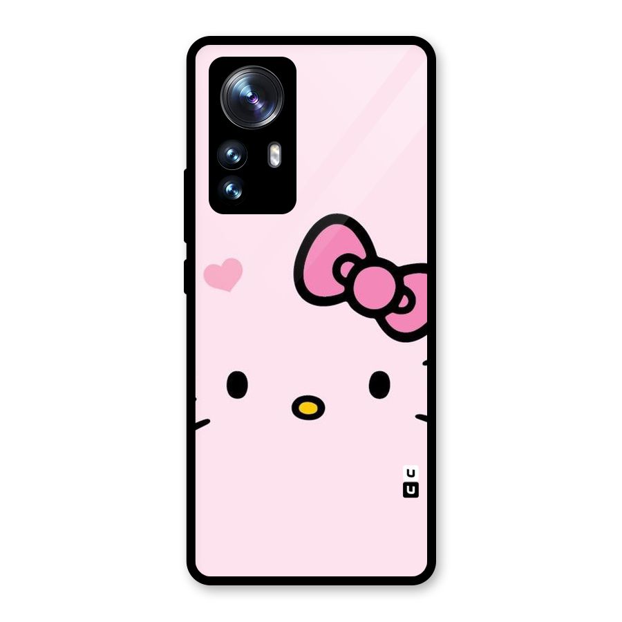Cute Bow Face Glass Back Case for Xiaomi 12 Pro