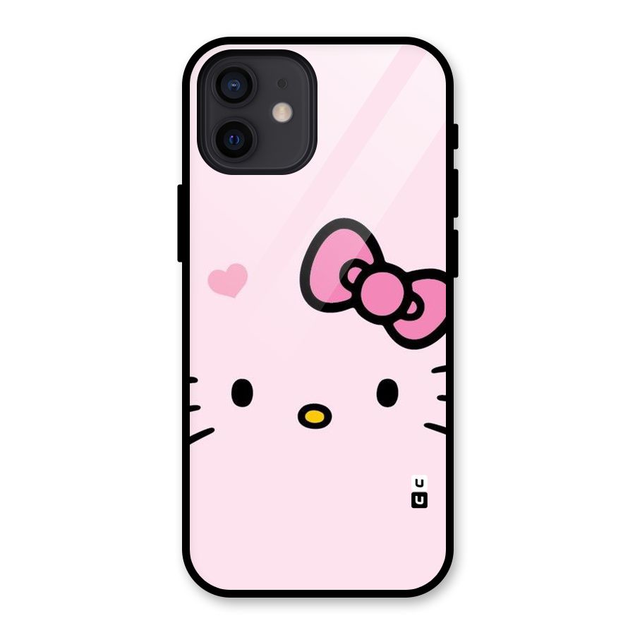 Cute Bow Face Glass Back Case for iPhone 12
