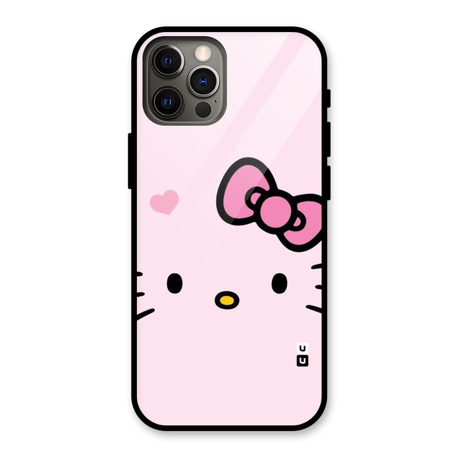 Cute Bow Face Glass Back Case for iPhone 12 Pro